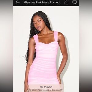 Lulu's Pink Ruched Mini Dress